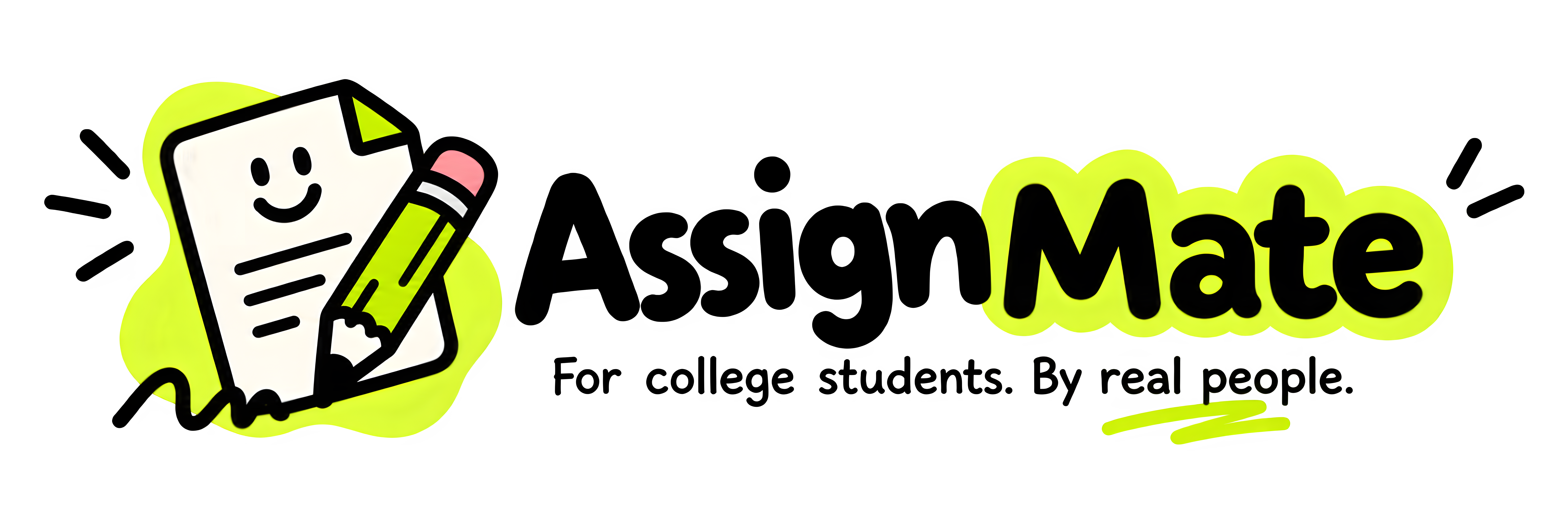 AssignMate Logo - For college students. By real people.